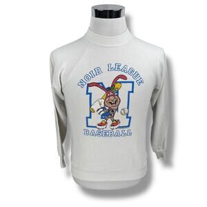 Vintage Dominos Pizza Noid League Baseball Sweatshirt‎ Men’s Small Off-white 80s